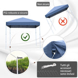 easycomfort easycomfort gazebo pieghevole rivestimento in oxford con corde e picchetti blu 2 5 x 2 5 m ean 8054144136479
