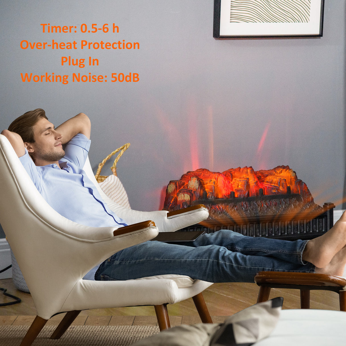 easycomfort easycomfort inserto camino elettrico 1800w con fiamma temperatura regolabile e autospegnimento 58 5x22x32 cm nero