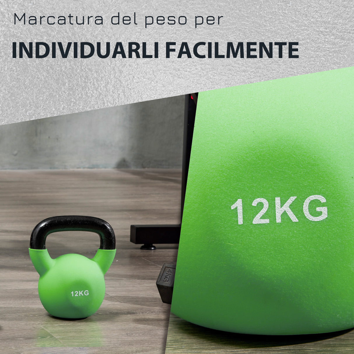 easycomfort easycomfort kettlebell 12 kg per allenamento spalle e bicipiti in metallo e gomma 20x13x23 cm verde
