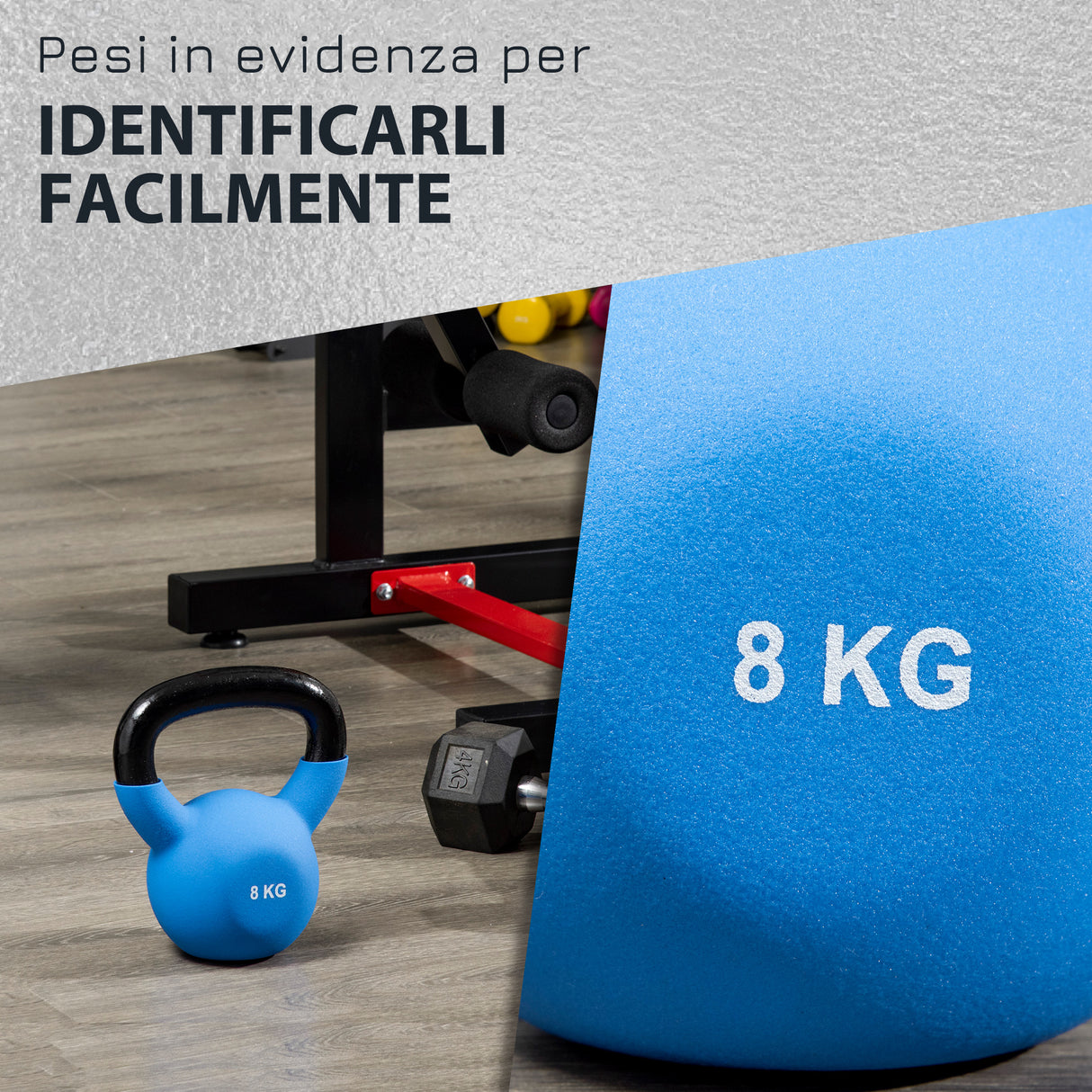 easycomfort easycomfort kettlebell 8 kg per allenamento bicipiti e spalle in metallo e neoprene 18x11x20cm blu