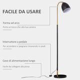 easycomfort easycomfort lampada da terra ad arco con paralume regolabile in metallo 43x28x160cm nero e oro