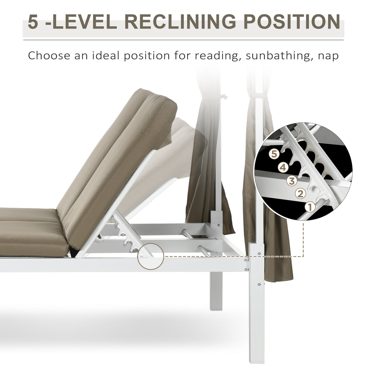 easycomfort easycomfort lettino prendisole 2 posti con tettuccio tende protettive e schienale regolabile 210x149x200 cm