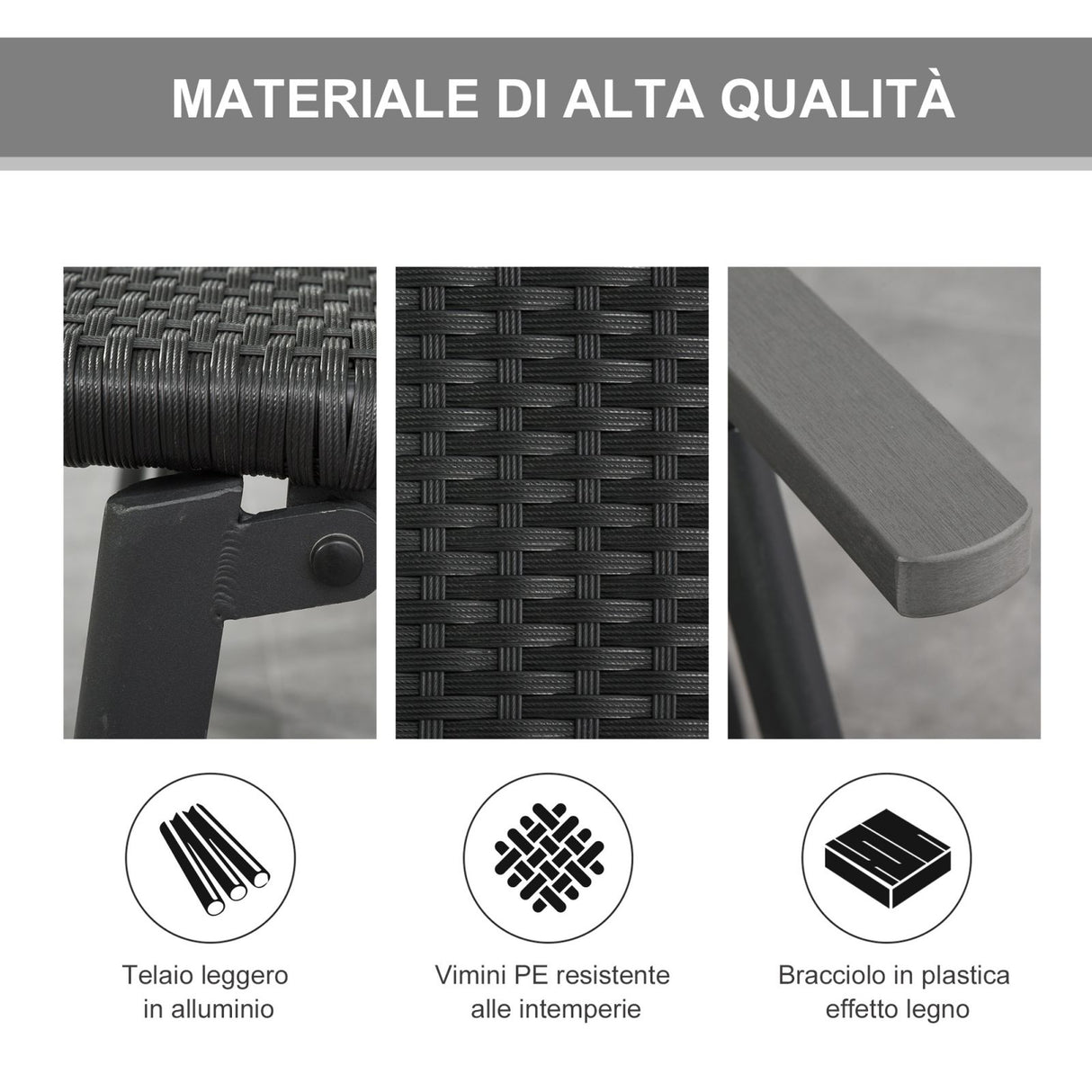 easycomfort easycomfort lettino sdraio prendisole in pe rattan e alluminio con ruote nero ean 8055776914282