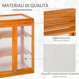 easycomfort easycomfort mini serra da giardino a 3 ripiani in legno e policarbonato 58x44x78cm arancione
