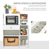 easycomfort easycomfort mobile credenza per cucina con armadietti mensole e cassetto in legno 90x40x120cm bianco