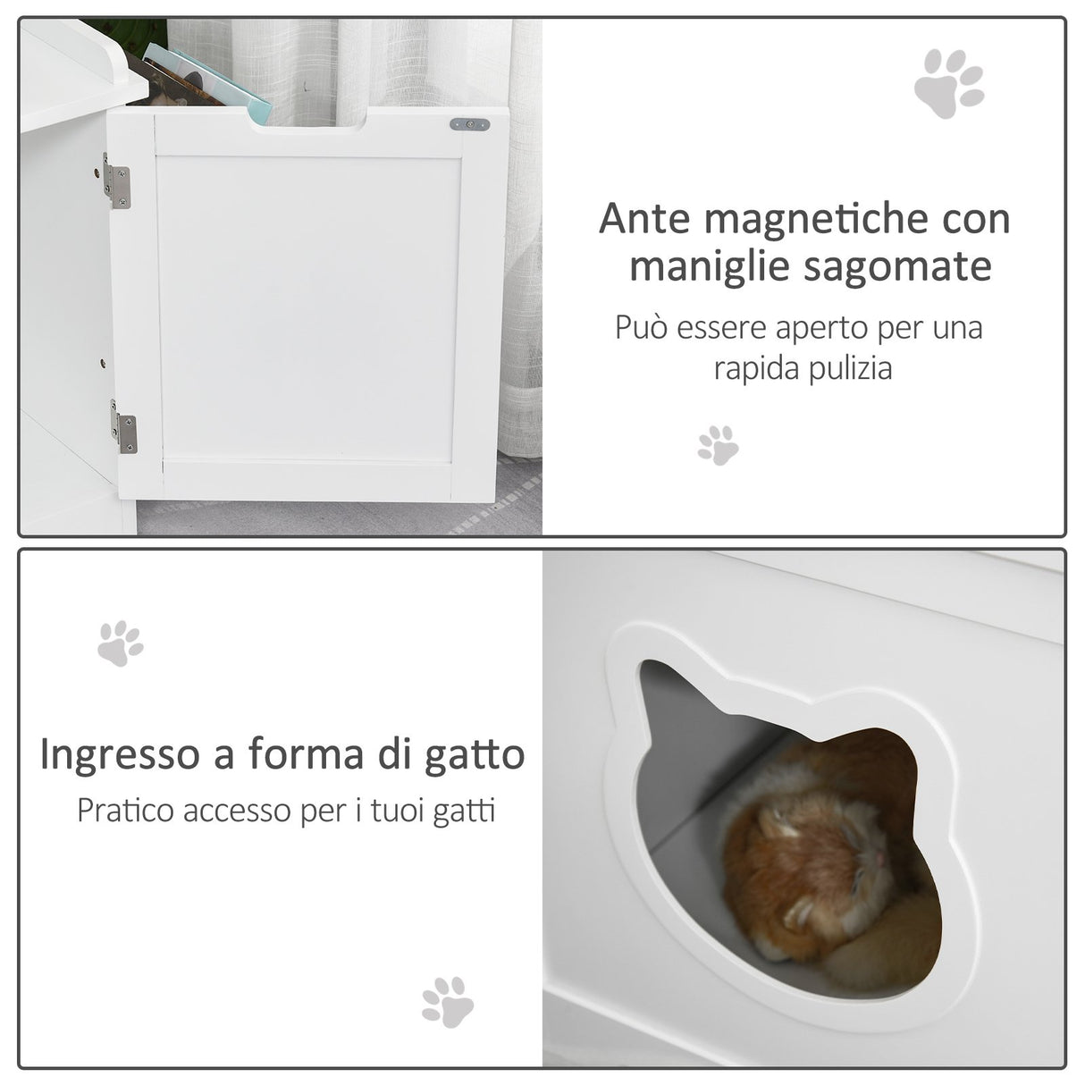 easycomfort easycomfort mobile lettiera per gatti a 2 ante con portaoggetti laterale 88 5x48x51 5cm bianco