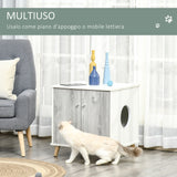 easycomfort easycomfort mobile lettiera per gatti fino 5 5kg con 2 ante e foro dingresso laterale 60x55x62 5cm biancogrigio