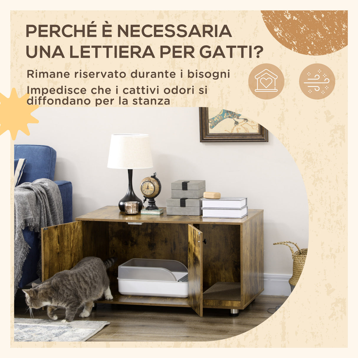 easycomfort easycomfort mobile porta lettiera per gatti in stile industriale con tiragraffi 91x52x49 5cm marrone