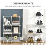 easycomfort easycomfort mobile scarpiera modulare salvaspazio 6 cubi in plastica pp 65x32x162 cm trasparente