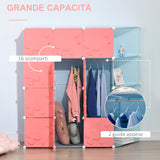easycomfort easycomfort mobile scarpiera modulare salvaspazio a fungo 16 cubi in acciaio e pp 145x47x145 cm rosa e blu