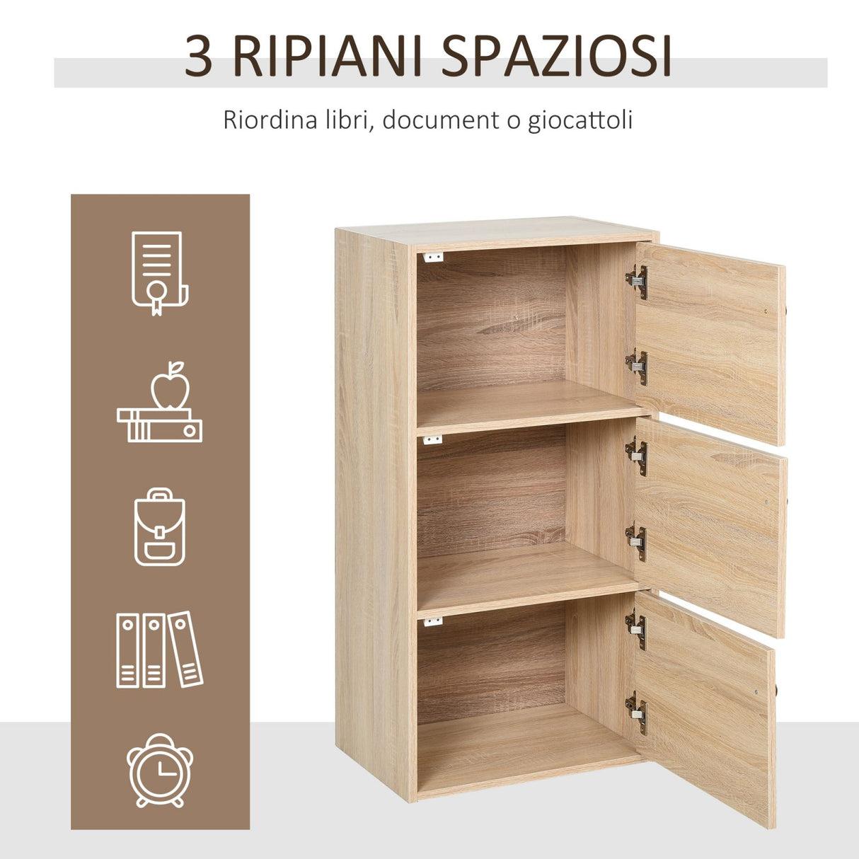 easycomfort easycomfort mobiletto multiuso con 3 ripiani in legno e 3 ante per casa o ufficio ean 8054111842976