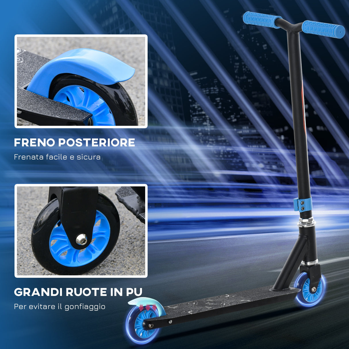 easycomfort easycomfort monopattino con freno posteriore in metallo e alluminio 64 5x37x76cm nero