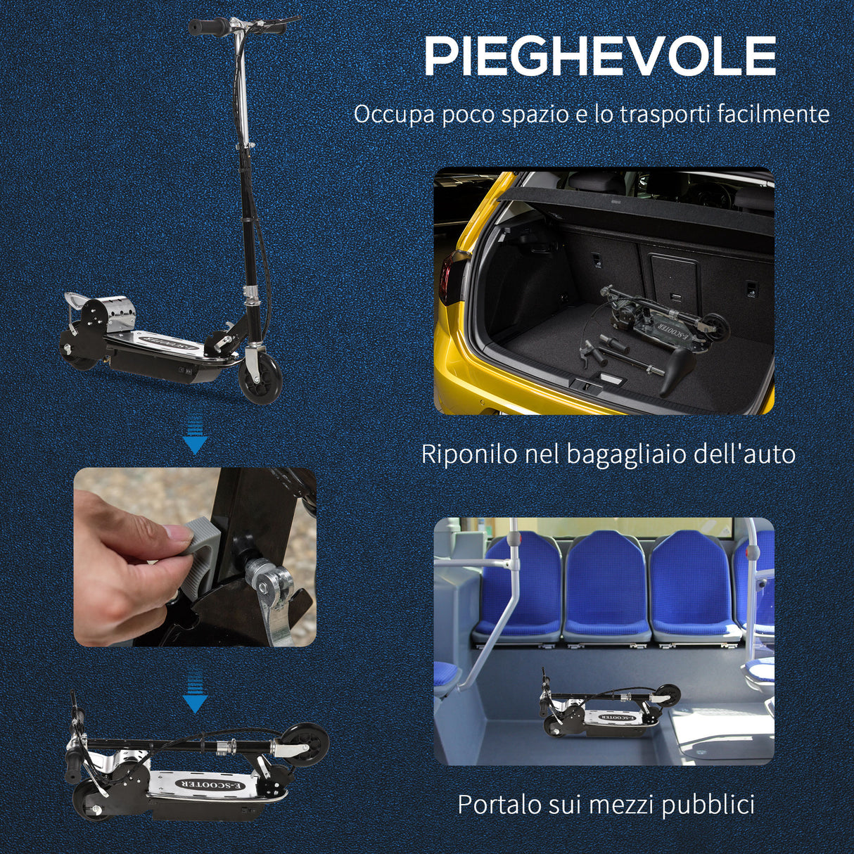 easycomfort easycomfort monopattino elettrico pieghevole per bambini 7 12 anni con freno e cavalletto 75x37x98 cm nero