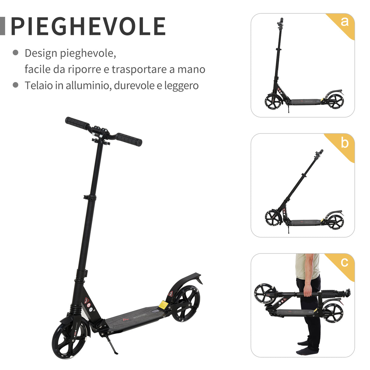 easycomfort easycomfort monopattino pieghevole per bambini fino a 14 anni con ruote luminose e manubrio regolabile su 3 livelli nero