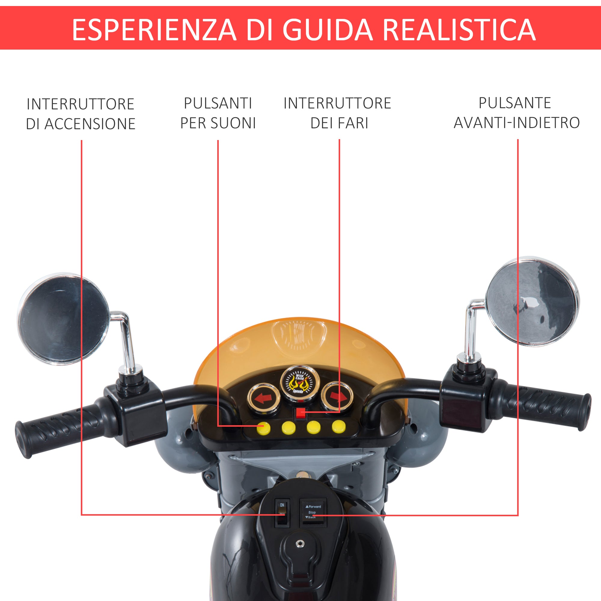 EASYCOMFORT Moto Elettrica per Bambini con 3 Ruote 6V, Nero