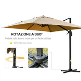 easycomfort easycomfort ombrellone da giardino a braccio 3x3m manovella e girevole a 360 khaki ean 8055776914466