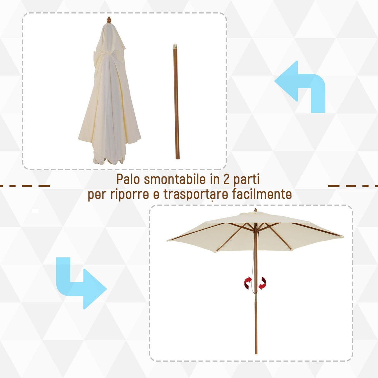 easycomfort easycomfort ombrellone da giardino e terrazza in legno poliestere 2 5x2 3m beige ean 8055776912929