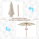 easycomfort easycomfort ombrellone da giardino e terrazza in legno poliestere 2 5x2 3m beige ean 8055776912929