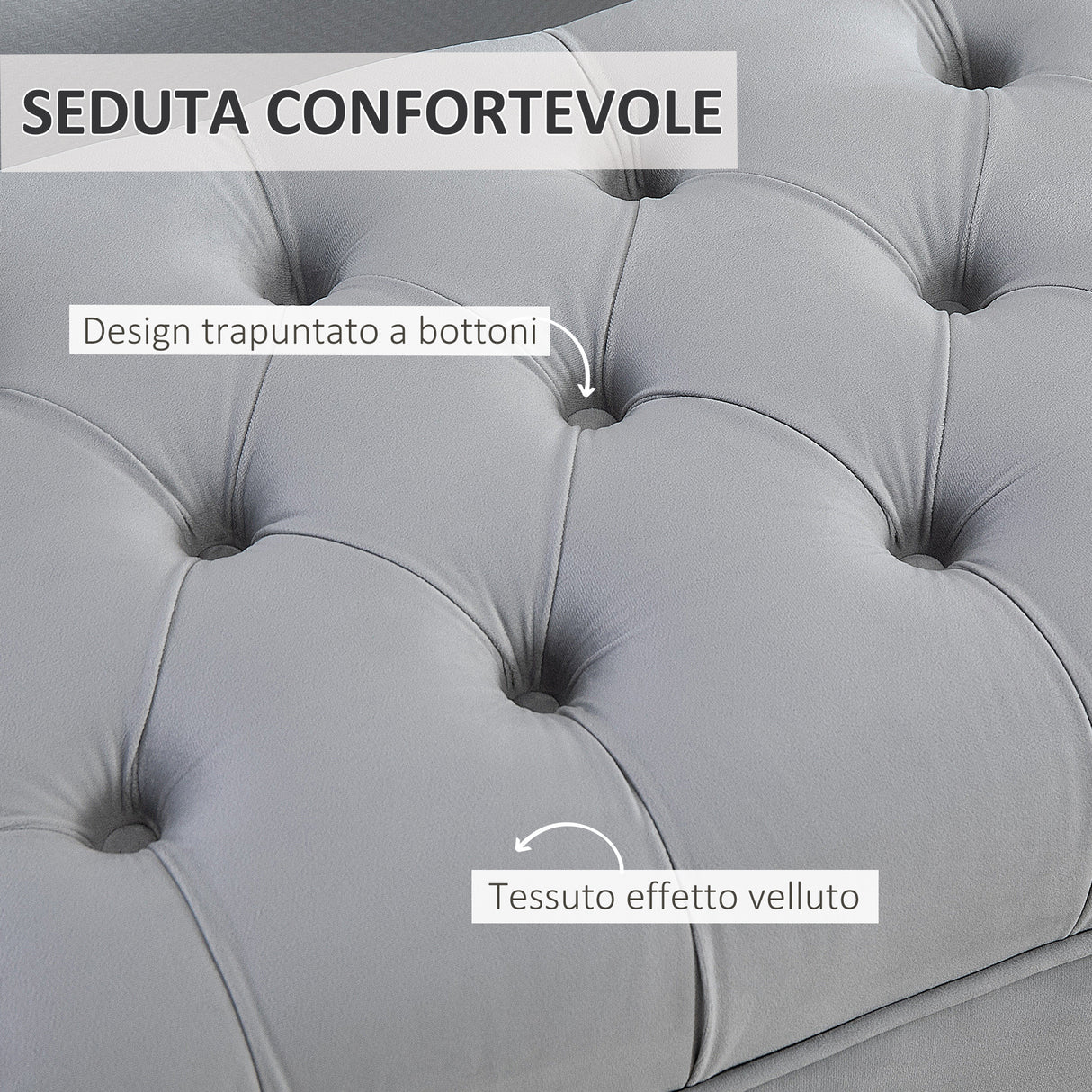 easycomfort easycomfort panca imbottita fondoletto in tessuto vellutato panca per camera da letto e ingresso con decorazione a trapunta piedini in metallo grigio