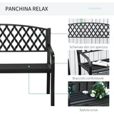 easycomfort easycomfort panchina da esterno 2 posti con braccioli in acciaio e ghisa 128x58 5x89cm nero