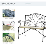 easycomfort easycomfort panchina da giardino in ferro panca da esterno in stile vintage 2 posti 100x 50x88cm nero ean 8054144136769