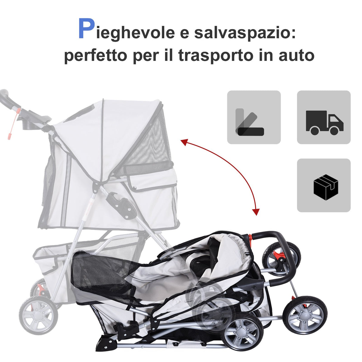 easycomfort easycomfort passeggino per animali domestici pieghevole carrello per cani grigio 75 x 45 x 97cm ean 8054111848657