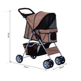 easycomfort easycomfort passeggino per cani pieghevole carrello per animali domestici caffe 75x45x97cm ean 8054111848947