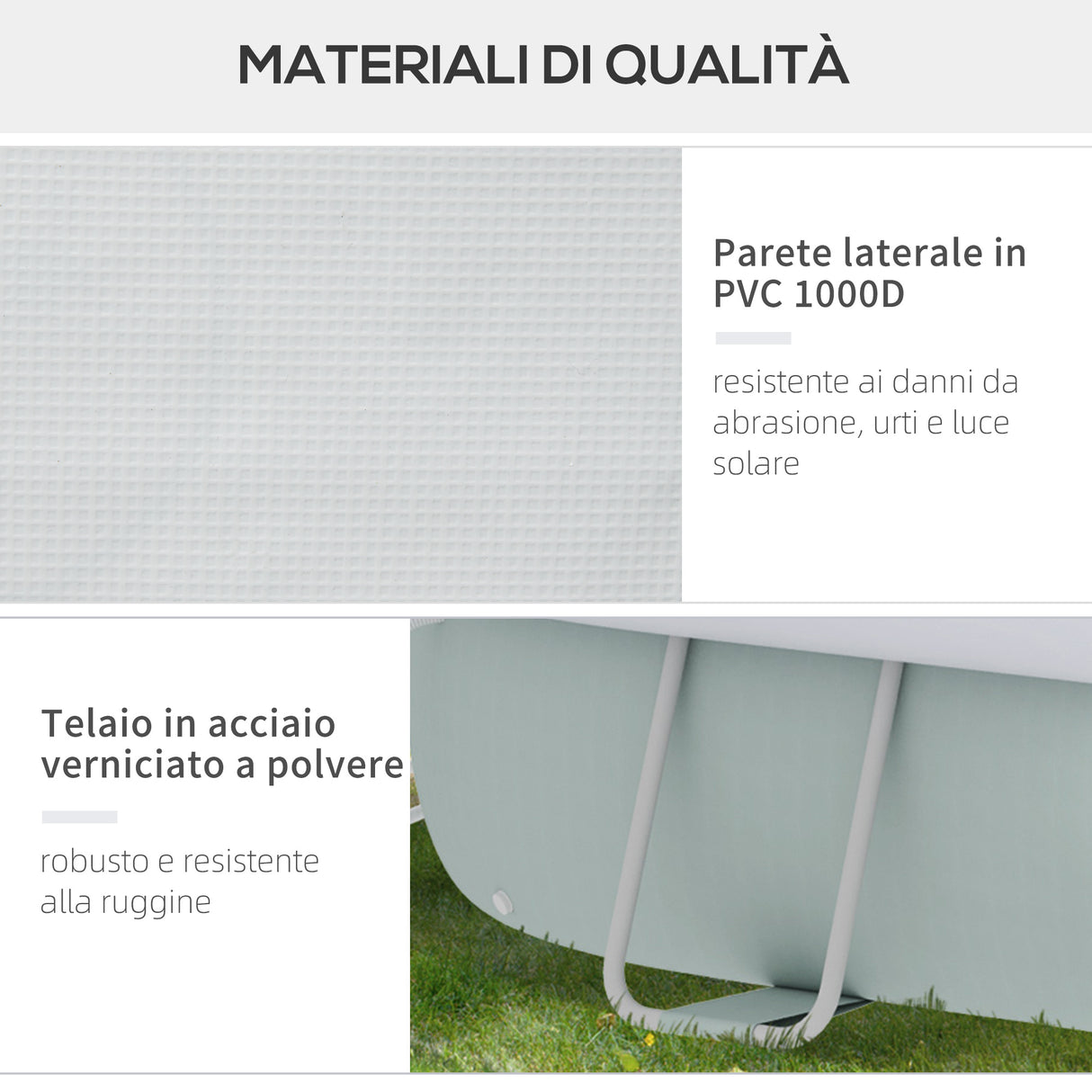 easycomfort easycomfort piscina fuori terra con telaio in acciaio filtro e scaletta per 8 persone 540x304x106cm grigio