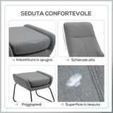 easycomfort easycomfort poltrona con pouf poggiapiedi imbottiti in metallo e tessuto grigio