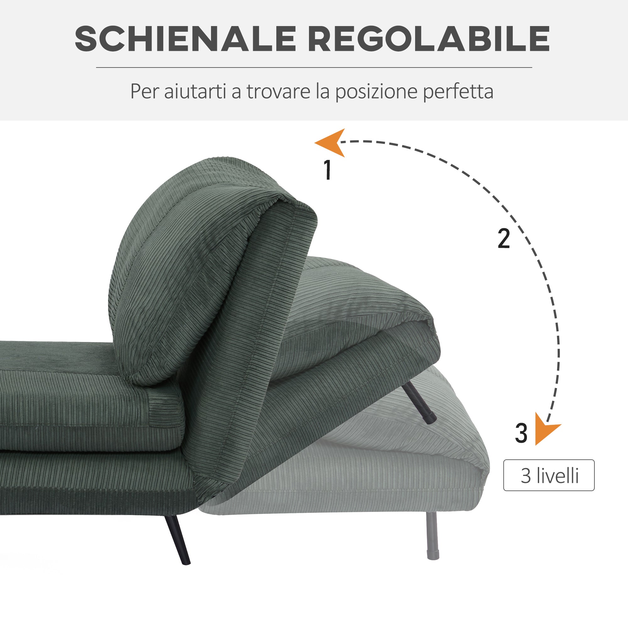 EASYCOMFORT Poltrona Letto 2 in 1 Singola, Schienale Regolabile su 3  Livelli e Imbottito, Struttura in Legno e Acciaio