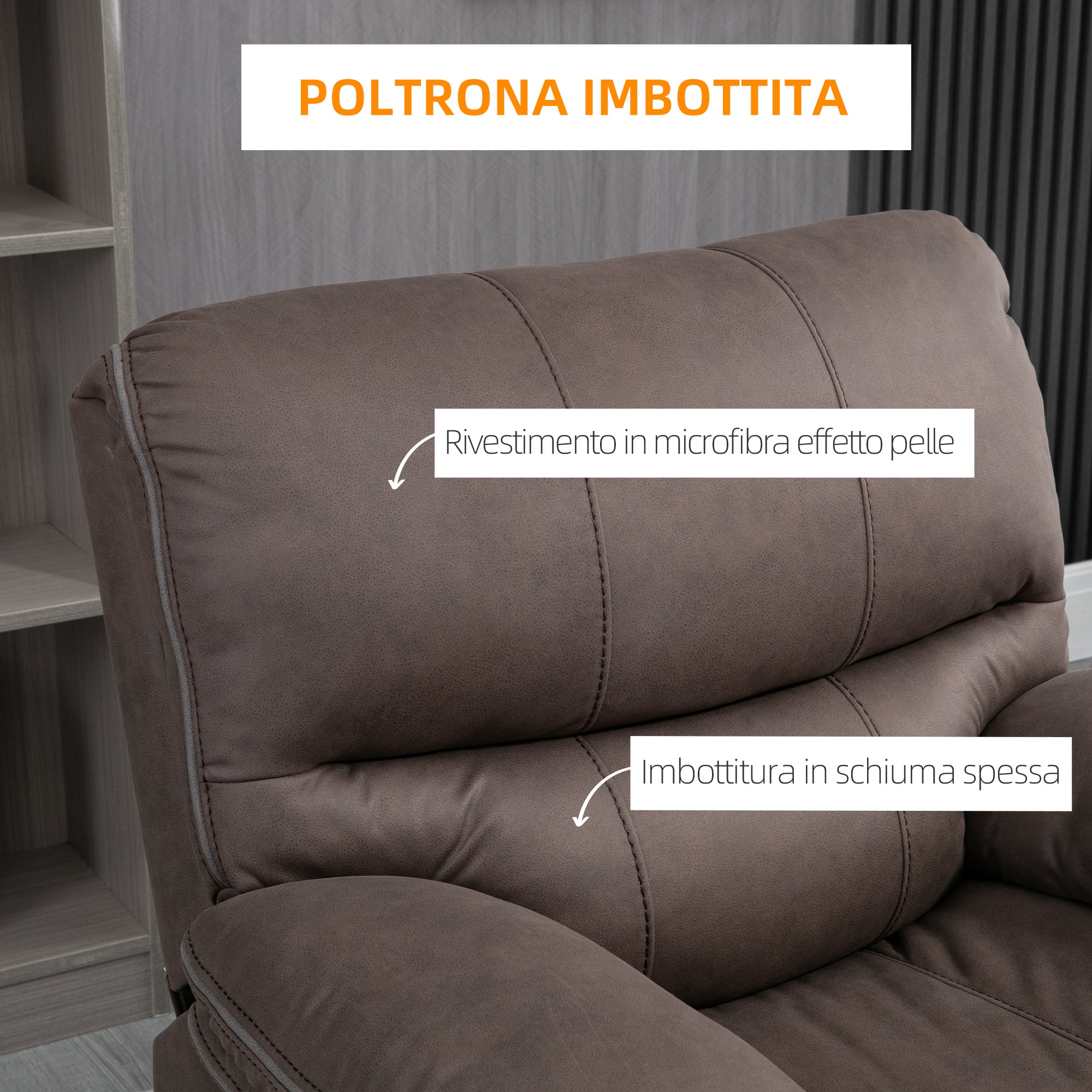 EASYCOMFORT Poltrona Relax Reclinabile Manualmente in Tessuto con  Imbottitura Extra, Grigio