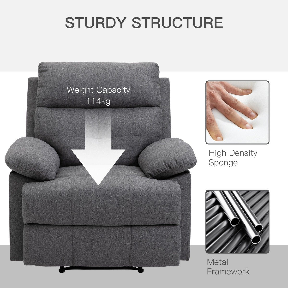 easycomfort easycomfort poltrona relax imbottita reclinabile con rivestimento in microfibra grigio scuro 84x95x97cm ean 8055776910529