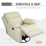 easycomfort easycomfort poltrona relax reclinabile girevole e con poggiapiedi similpelle pu e metallo bianco