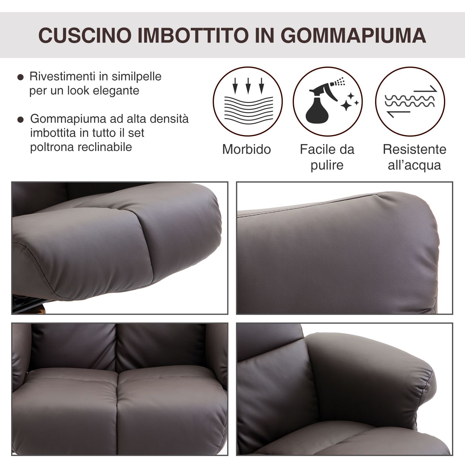 EASYCOMFORT Poltrona Relax Reclinabile Imbottita Ergonomica con