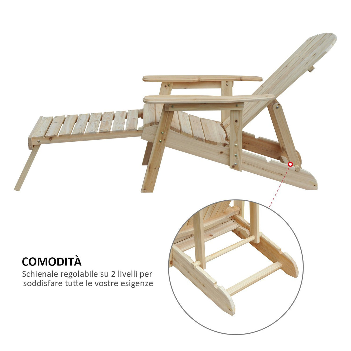 easycomfort easycomfort poltroncina a sdraio adirondack in legno da esterno con poggiapiedi ean 8055776912295