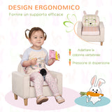 easycomfort easycomfort poltroncina per bambini con design a coniglio e gambe in legno 53x47x54 5cm crema