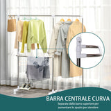 easycomfort easycomfort portaabiti e porta scarpe estensibile a 3 livelli acciaio e pp grigio 93 172x42x95 162 5cm