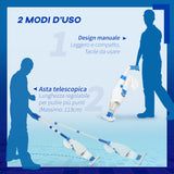easycomfort easycomfort pulitore aspiratore per piscine a batteria con palo telescopico spazzole e filtro bianco e blu