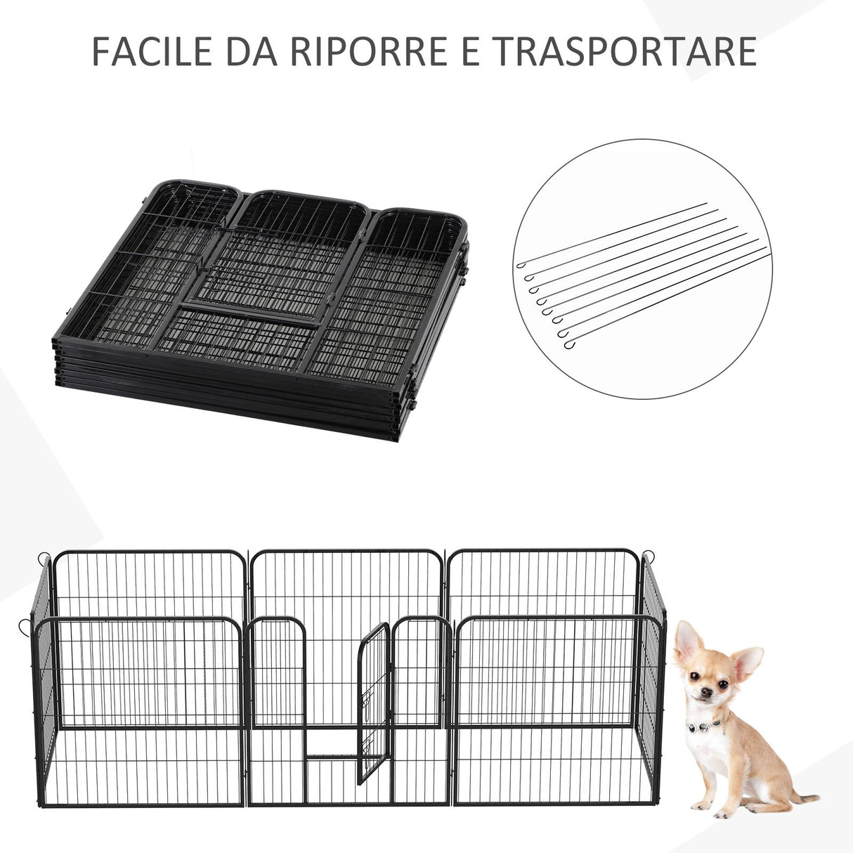 easycomfort easycomfort recinto recinzione per animali cuccioli cani 8pz 80x80cm nero ean 8054144134345