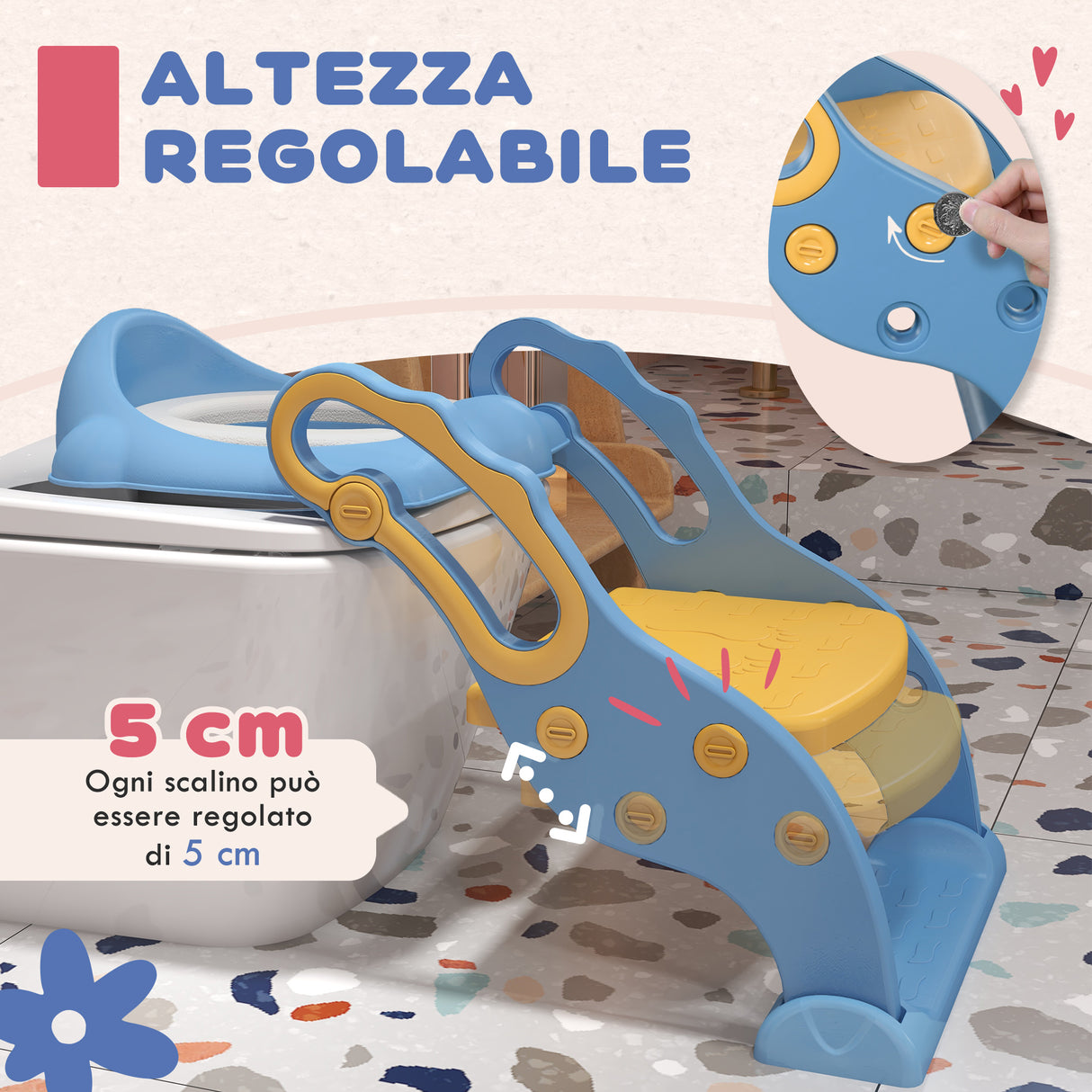 easycomfort easycomfort riduttore water con scaletta regolabile e maniglie pieghevole con cuscino rimovibile blu