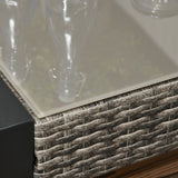 easycomfort easycomfort salotto da esterni 6 pezzi in rattan pe con poltrone e tavolino grigio