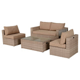 easycomfort easycomfort salotto da giardino in pe rattan 6 pezzi con divano 2 poltroncine 2 pouf e tavolino cachi e beige ean 8055776916521
