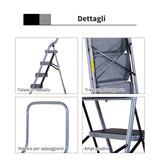easycomfort easycomfort scala pieghevole in metallo con 4 gradini carico massimo 150kg 48x63x155cm