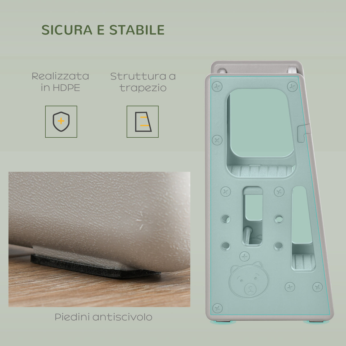 easycomfort easycomfort scaletta per bambini torre montessoriana altezza regolabile 3 livelli 47x47x90cm grigio