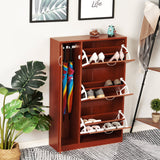 easycomfort easycomfort scarpiera salvaspazio con 3 ante a ribalta e unanta porta ombrelli in legno color ciliegio 80x24x120cm ean 8054111845342