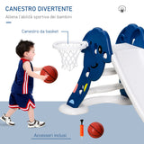 easycomfort easycomfort scivolo per bambini 1 4 anni con canestro pallone basket e pompetta per giardino o cameretta blu e bianco