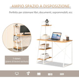 easycomfort easycomfort scrivania con 3 mensole salvaspazio in mdf e metallo color legno 104x50x128cm
