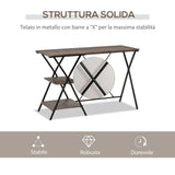 easycomfort easycomfort scrivania da ufficio porta pc in stile industriale legno marrone 120x48x78cm