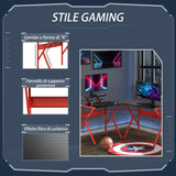easycomfort easycomfort scrivania gaming porta pc ad angolo in metallo nero e rosso 125x125x75cm