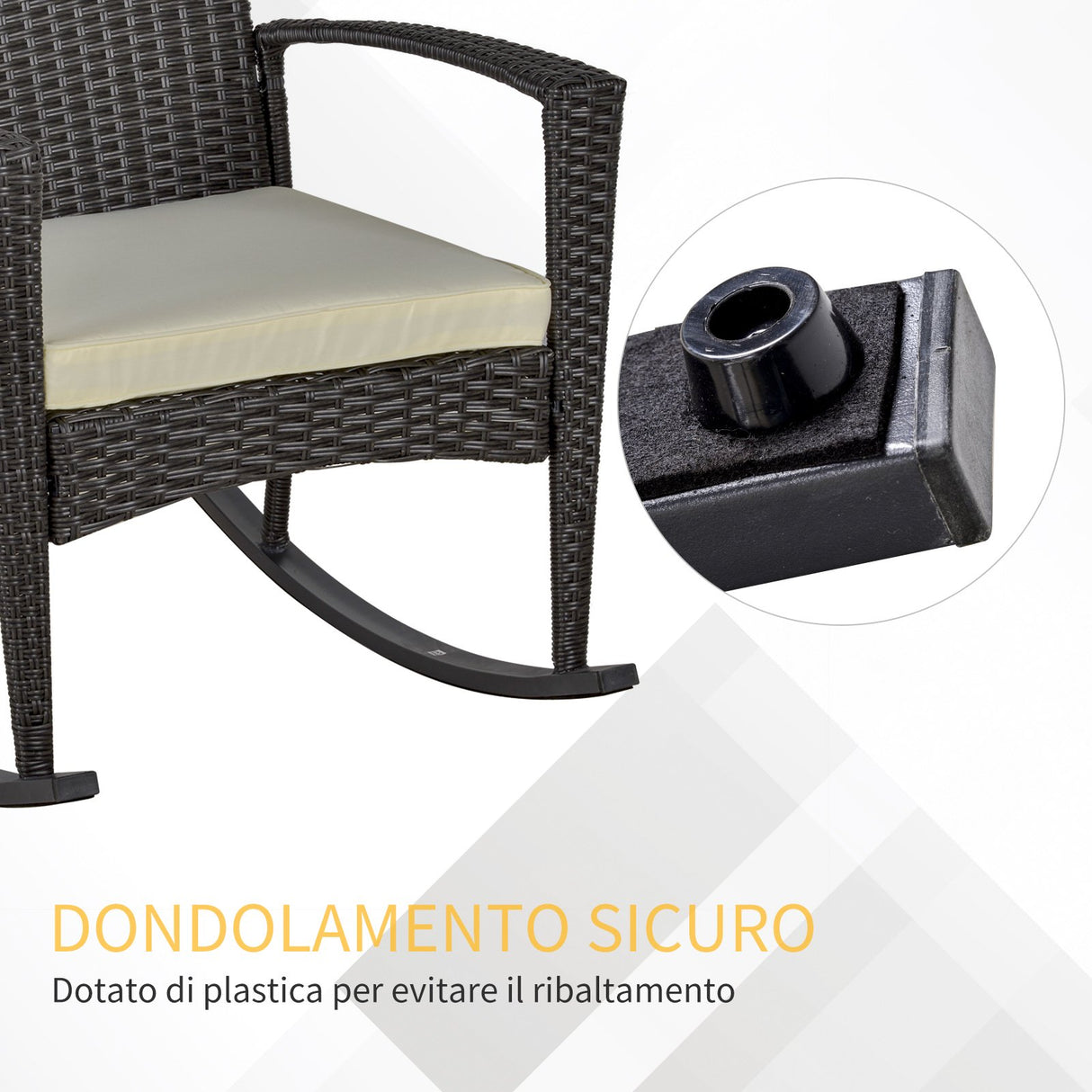 easycomfort easycomfort sedia a dondolo da giardino in rattan pe con cuscino e braccioli per arredamento da esterno 66x88x98cm marrone ean 8055776912790